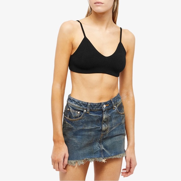 JOHN ELLIOTT SILK COTTON RIB BRALETTE BLACK - Picture 2 of 3